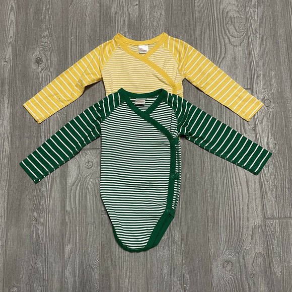 Hanna Andersson Other - Hanna Andersson 2 Green/Yellow Stripe Side Snap Bodysuits Shirt Sz 90/3T Mos NWT